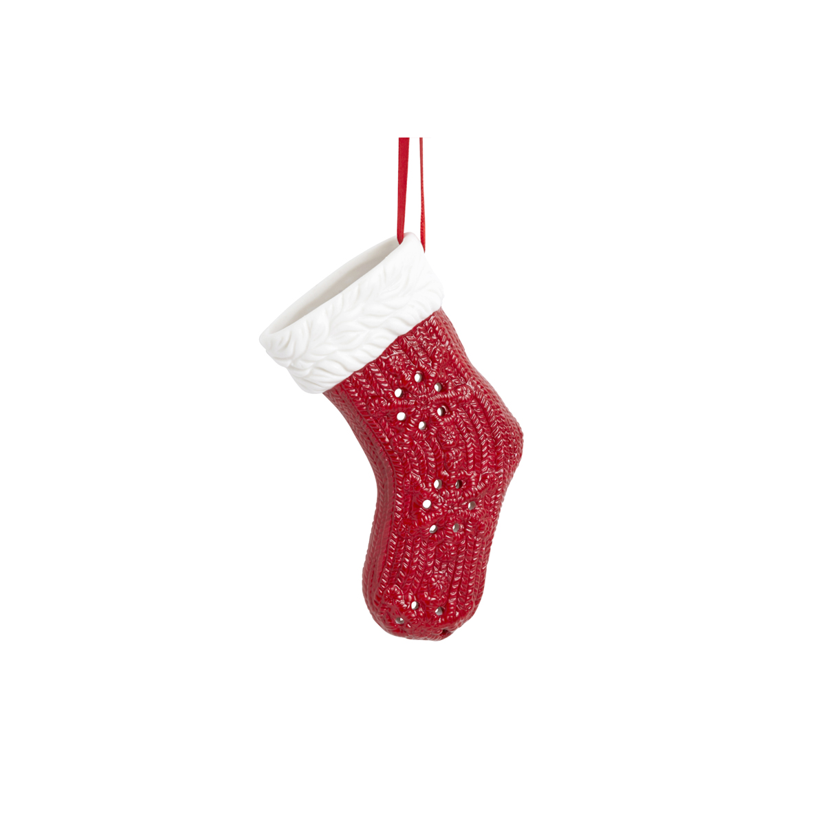 Suspension de Noël Lappi Chaussette rouge en grès