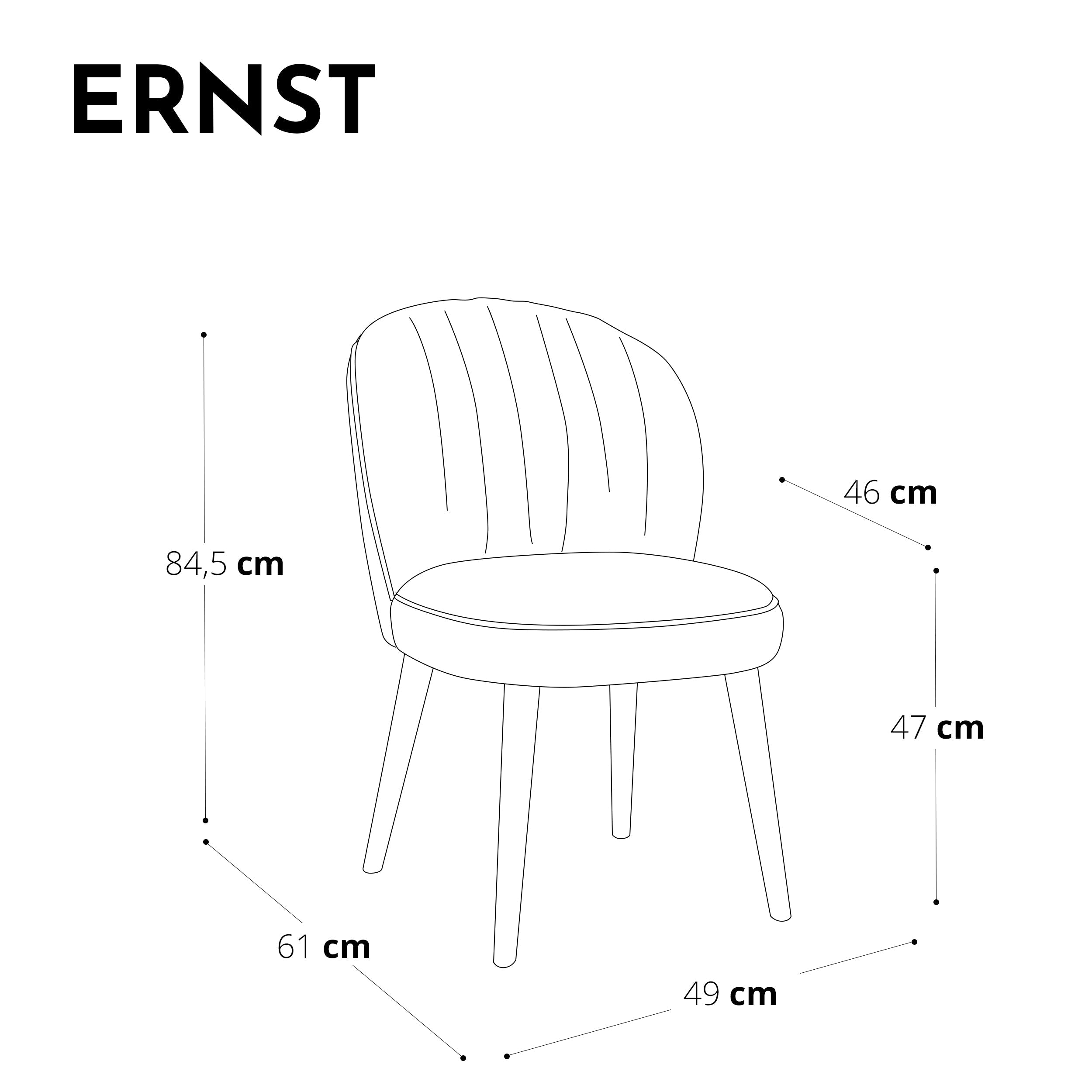 Set di 2 sedie ERNST Velvet con gambe in velluto