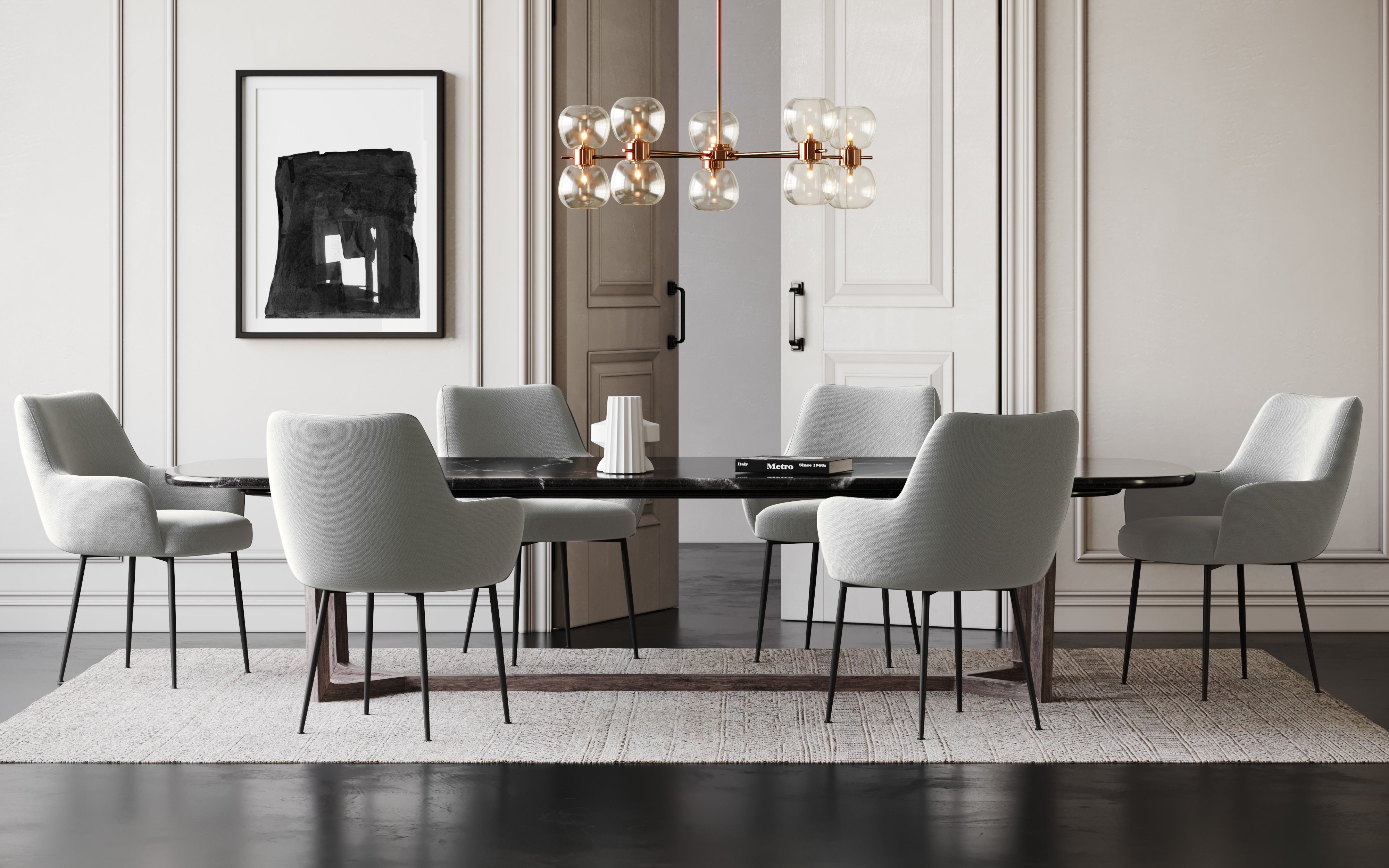 Set de 2 Fauteuils RAKEL Tissu tramé effet velours pieds noirs